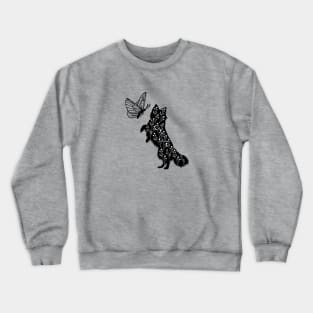 Border Collie Dog Silhouette with Butterfly Crewneck Sweatshirt